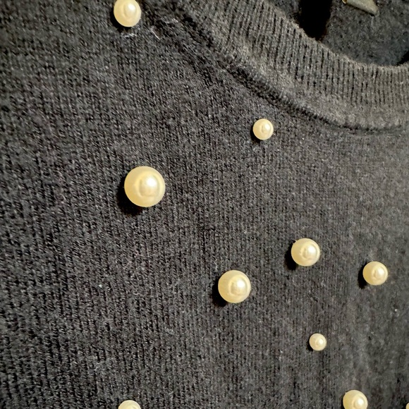 Black Sweater Shirt with Pearl Embellishments - Picture 8 of 10